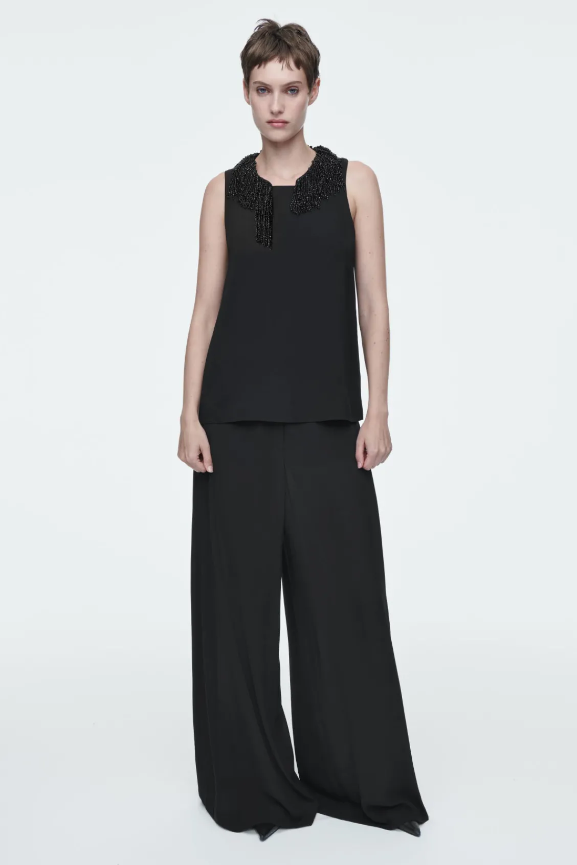 COS EMBELLISHED RACER-NECK TOP-Women Shirts & Blouses | Tops