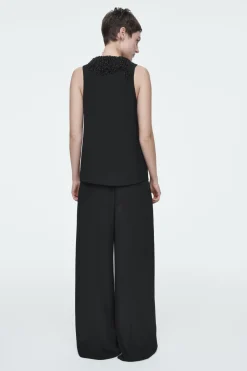 COS EMBELLISHED RACER-NECK TOP-Women Shirts & Blouses | Tops
