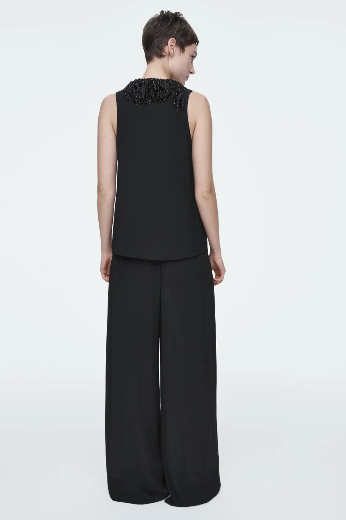 COS EMBELLISHED RACER-NECK TOP-Women Shirts & Blouses | Tops
