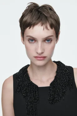 COS EMBELLISHED RACER-NECK TOP-Women Shirts & Blouses | Tops