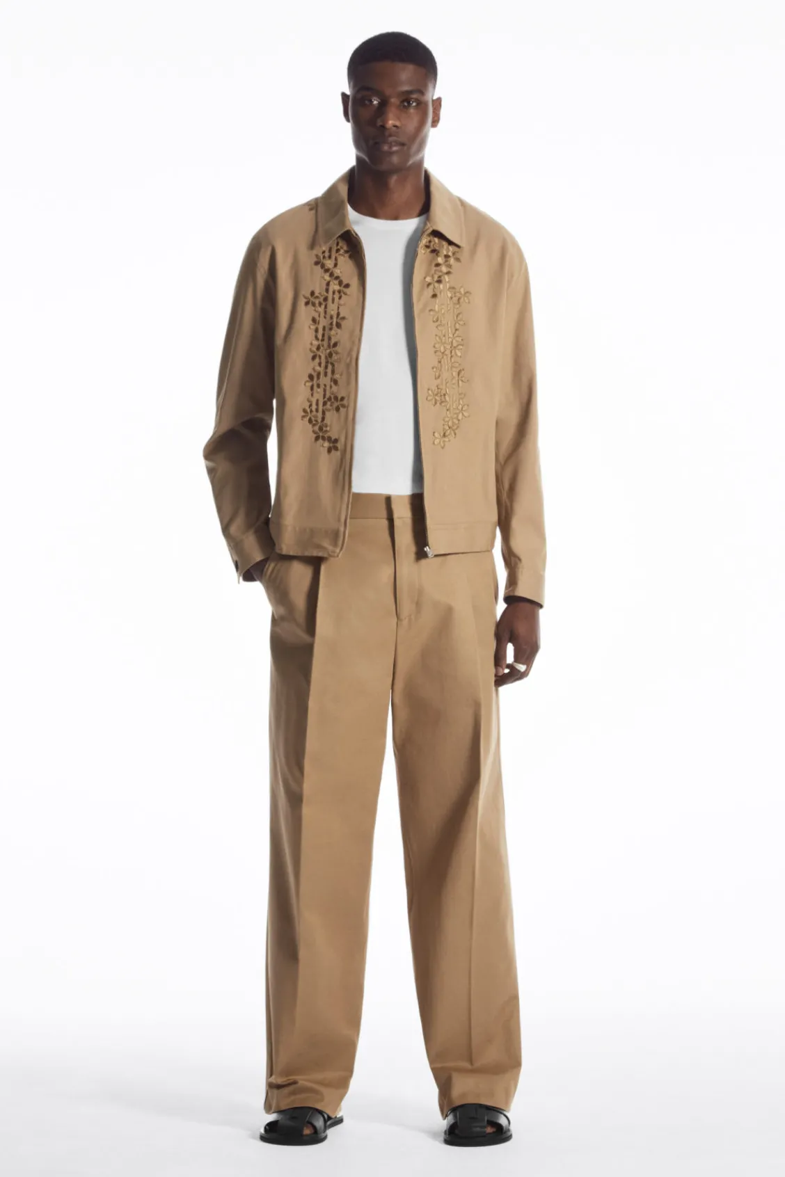 COS EMBROIDERED FLORAL ZIP-UP OVERSHIRT- Shirts | Coats & Jackets