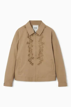 COS EMBROIDERED FLORAL ZIP-UP OVERSHIRT- Shirts | Coats & Jackets