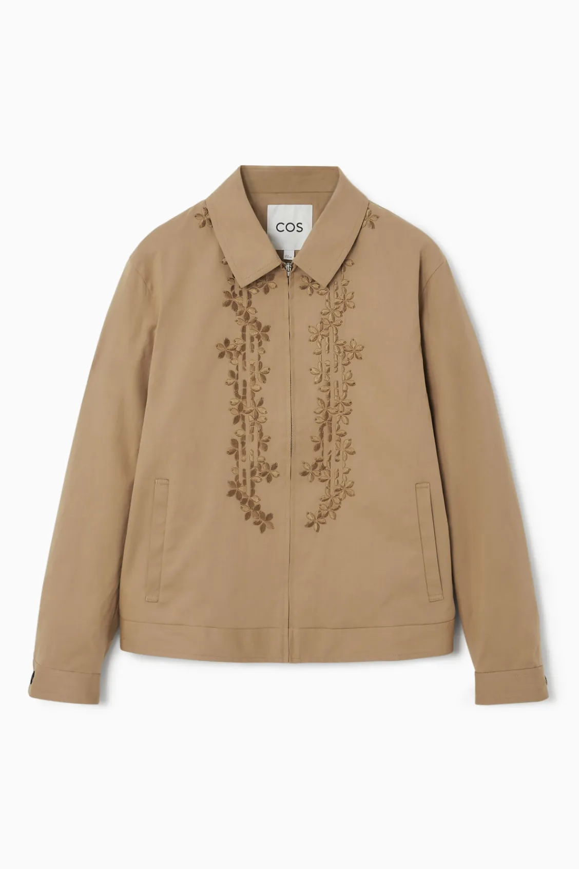 COS EMBROIDERED FLORAL ZIP-UP OVERSHIRT- Shirts | Coats & Jackets