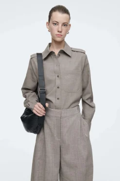 COS EPAULET-DETAIL WOOL SHIRT-Women Shirts & Blouses | Tops