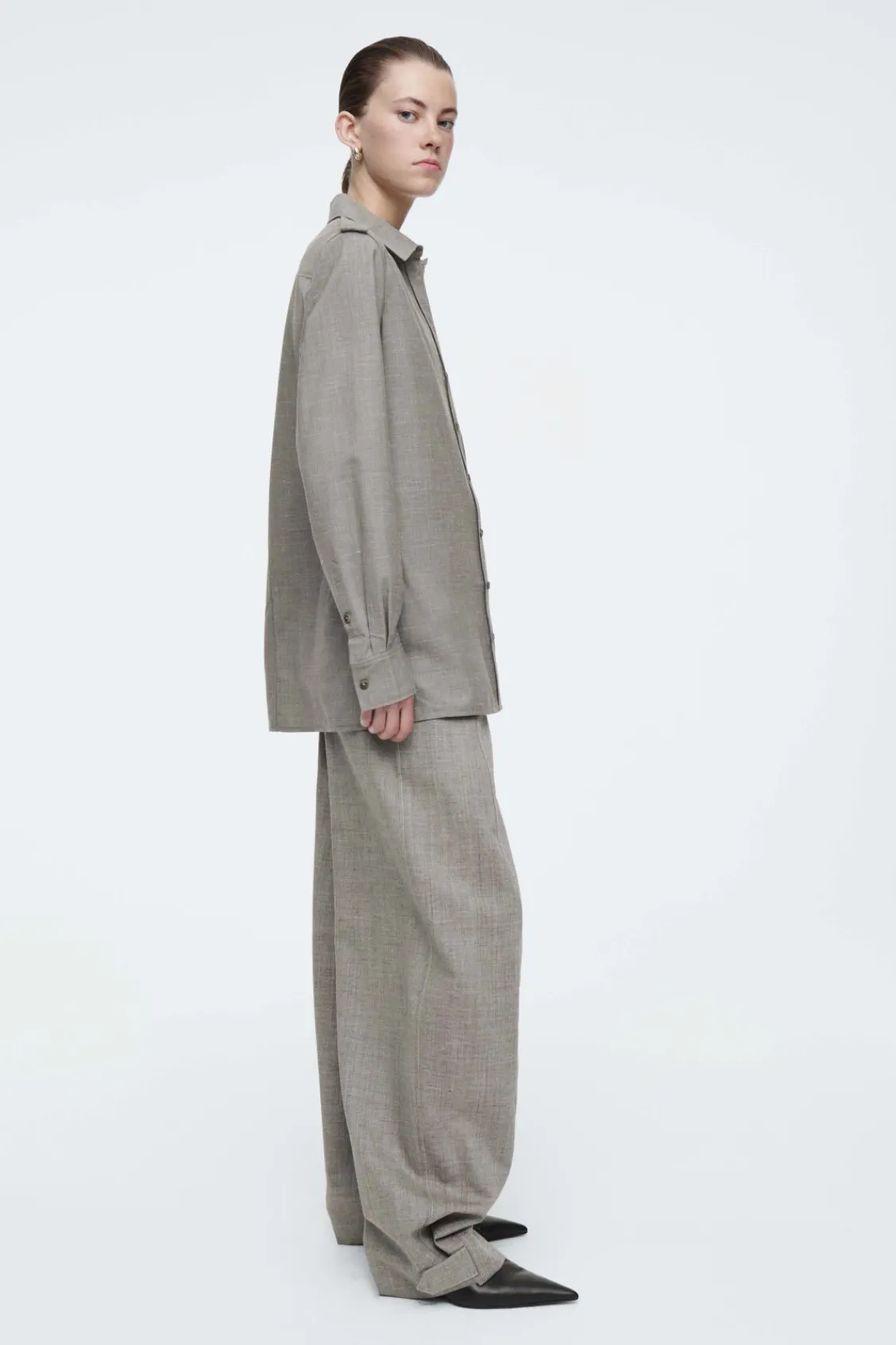 COS EPAULET-DETAIL WOOL SHIRT-Women Shirts & Blouses | Tops