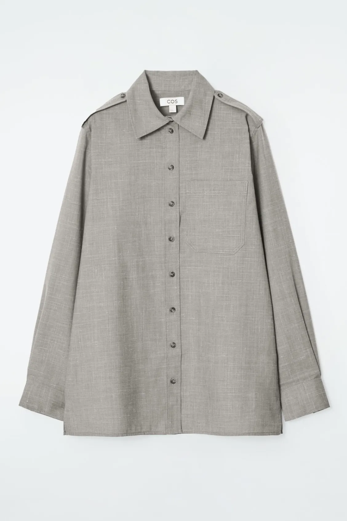 COS EPAULET-DETAIL WOOL SHIRT-Women Shirts & Blouses | Tops
