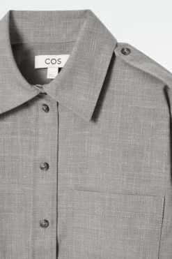 COS EPAULET-DETAIL WOOL SHIRT-Women Shirts & Blouses | Tops