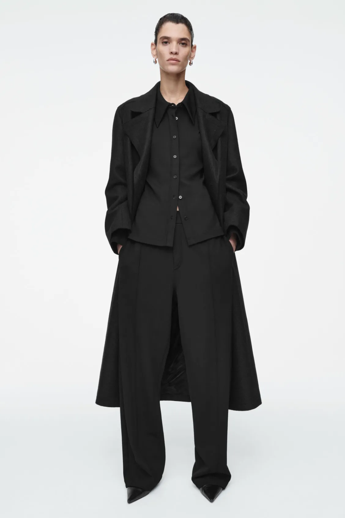 COS EXAGGERATED-COLLAR JERSEY SHIRT-Women Shirts & Blouses | Tops
