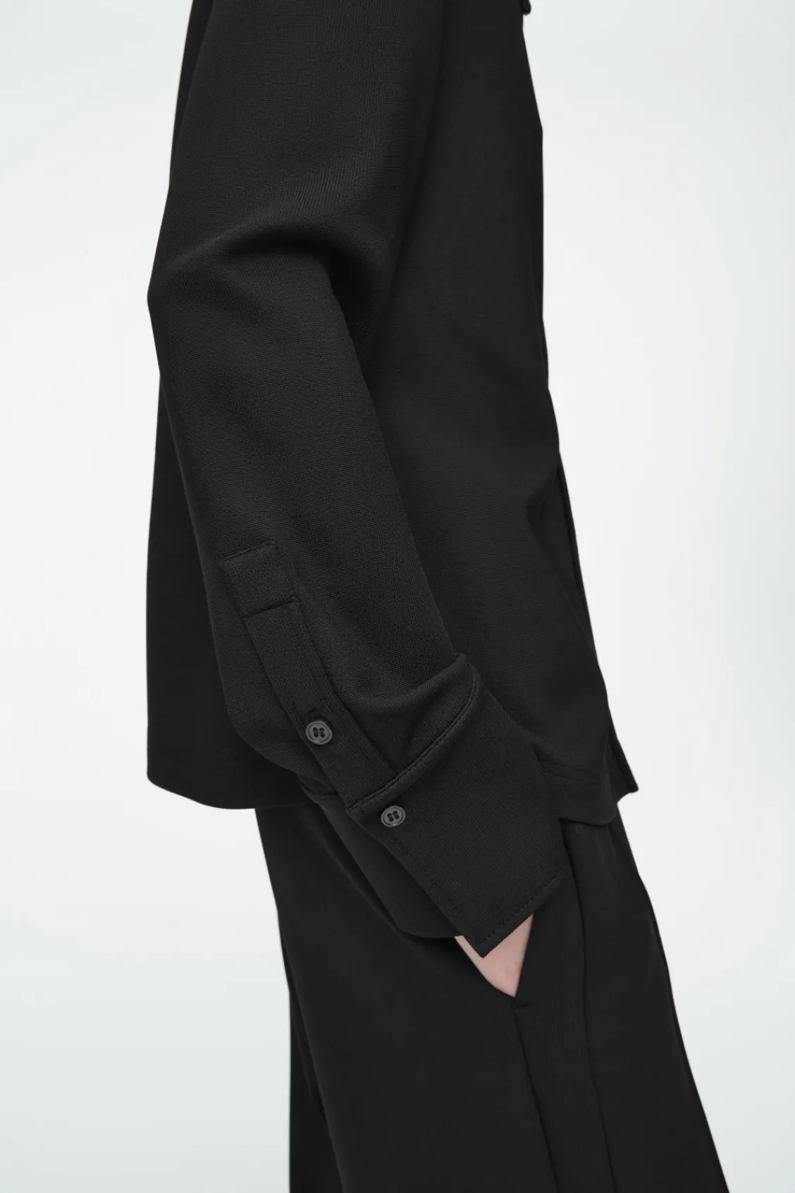 COS EXAGGERATED-COLLAR JERSEY SHIRT-Women Shirts & Blouses | Tops