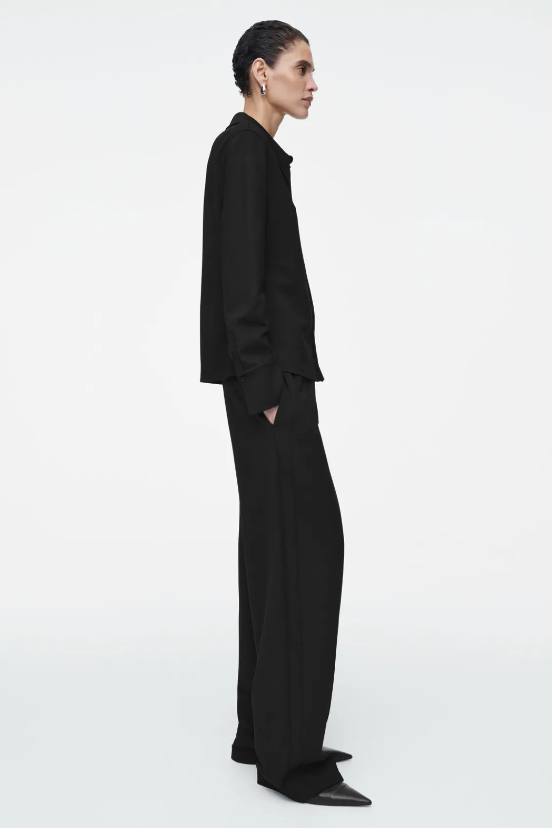 COS EXAGGERATED-COLLAR JERSEY SHIRT-Women Shirts & Blouses | Tops
