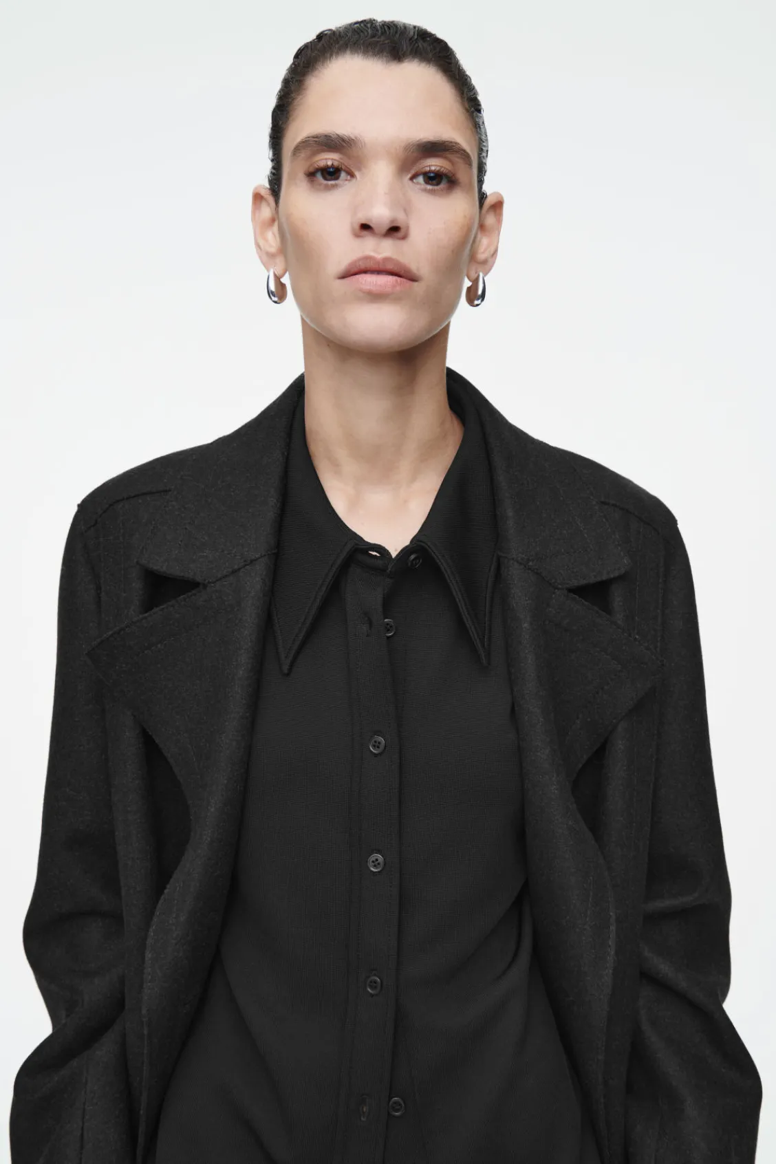 COS EXAGGERATED-COLLAR JERSEY SHIRT-Women Shirts & Blouses | Tops