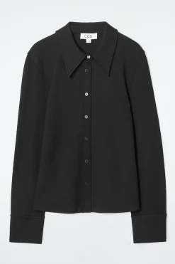 COS EXAGGERATED-COLLAR JERSEY SHIRT-Women Shirts & Blouses | Tops