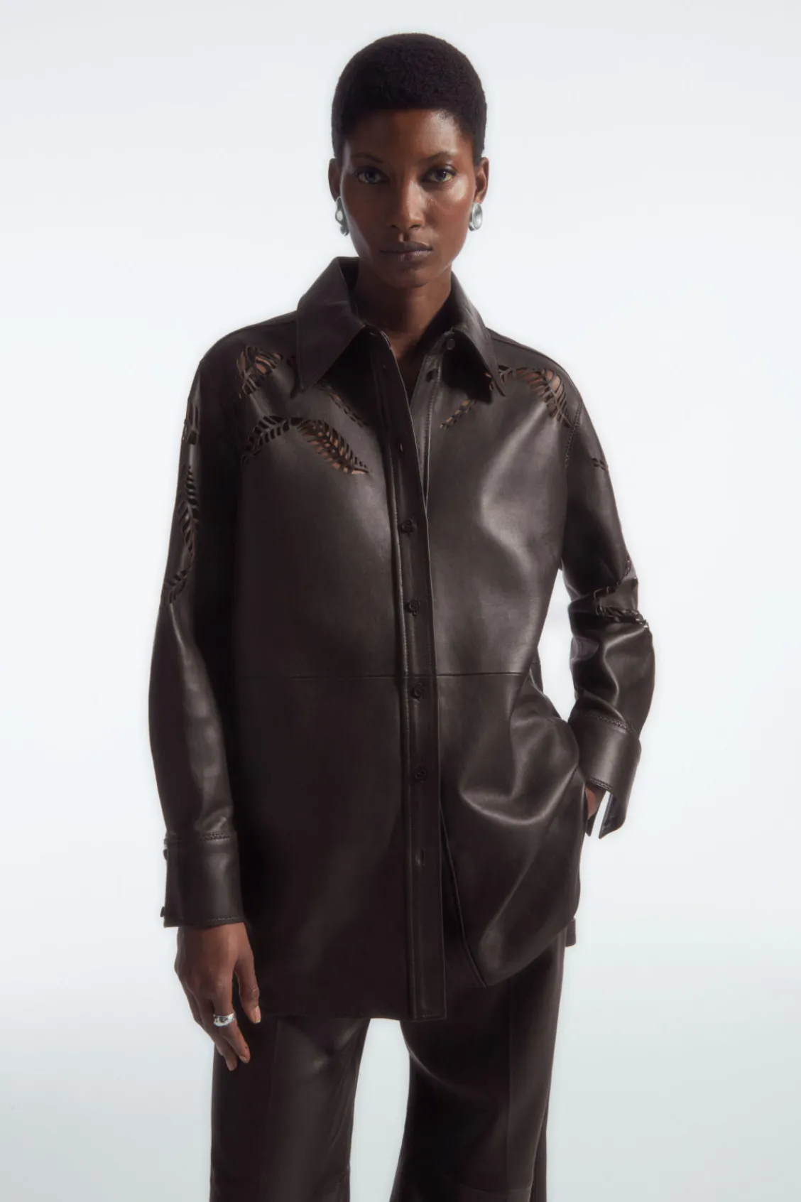 COS EYELET LEATHER WESTERN SHIRT-Women Shirts & Blouses | Tops