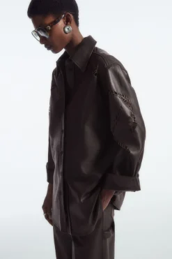COS EYELET LEATHER WESTERN SHIRT-Women Shirts & Blouses | Tops