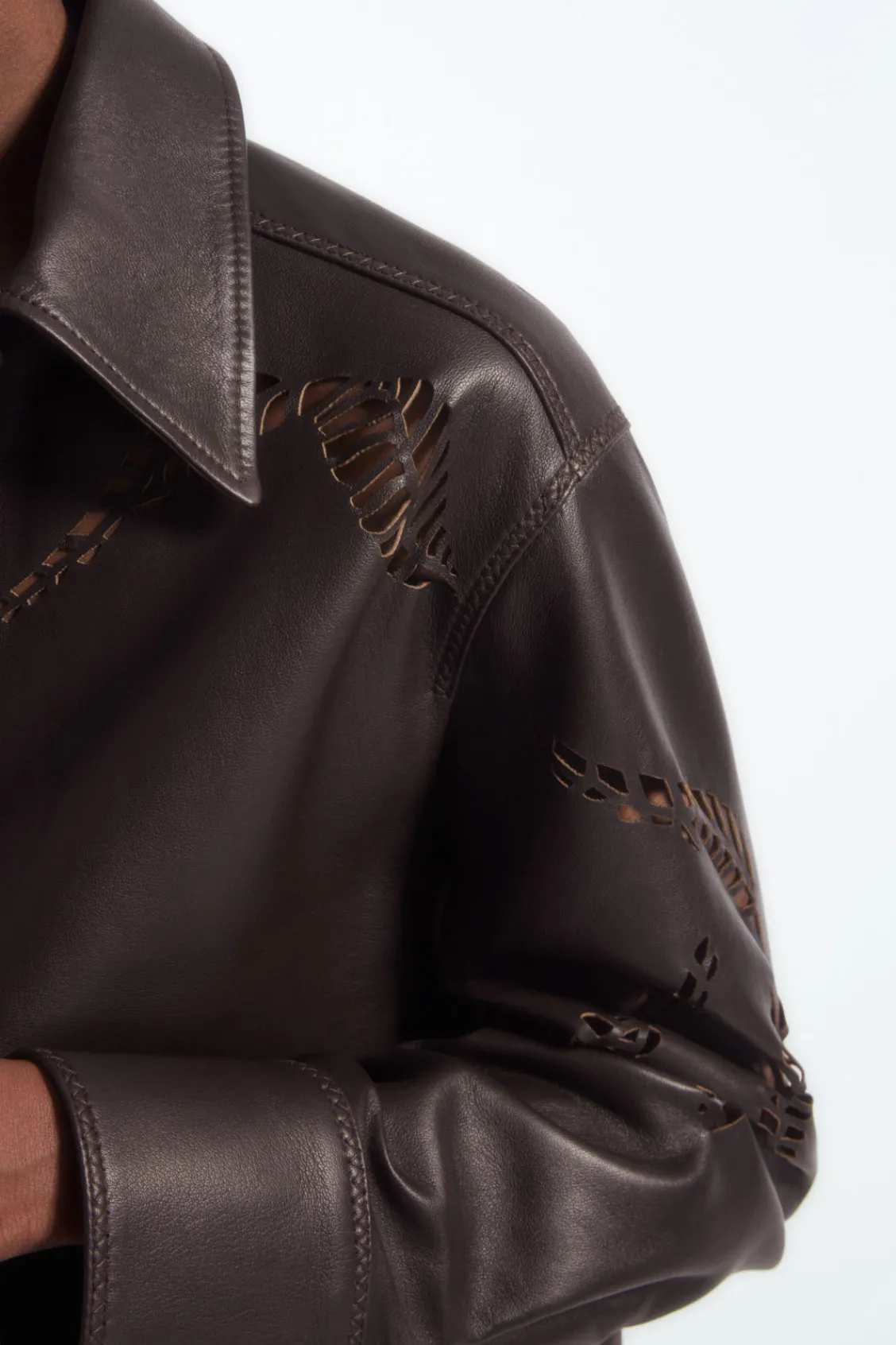 COS EYELET LEATHER WESTERN SHIRT-Women Shirts & Blouses | Tops