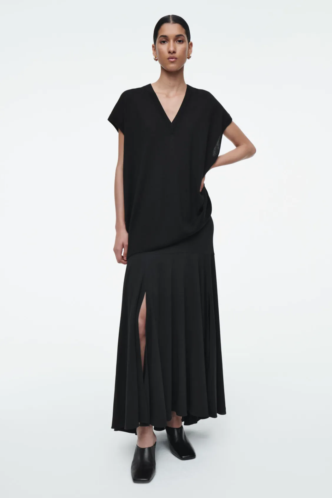 COS FLARED ASYMMETRIC MIDI SKIRT-Women Skirts