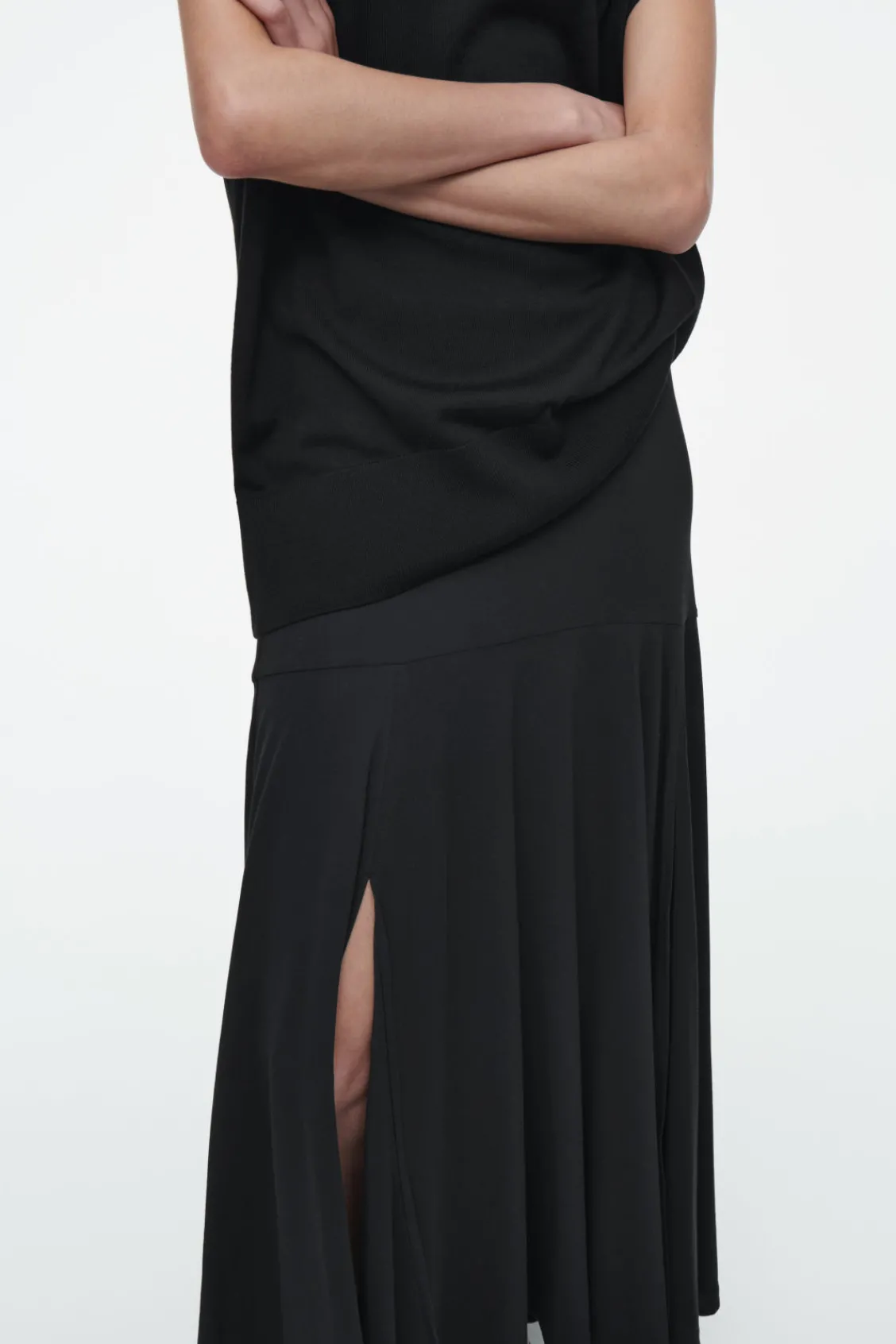 COS FLARED ASYMMETRIC MIDI SKIRT-Women Skirts