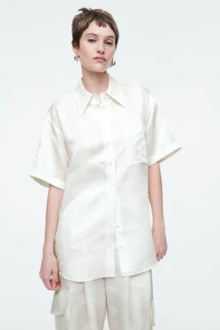 COS FLORAL-JACQUARD SHORT-SLEEVED SHIRT-Women Shirts & Blouses | Tops