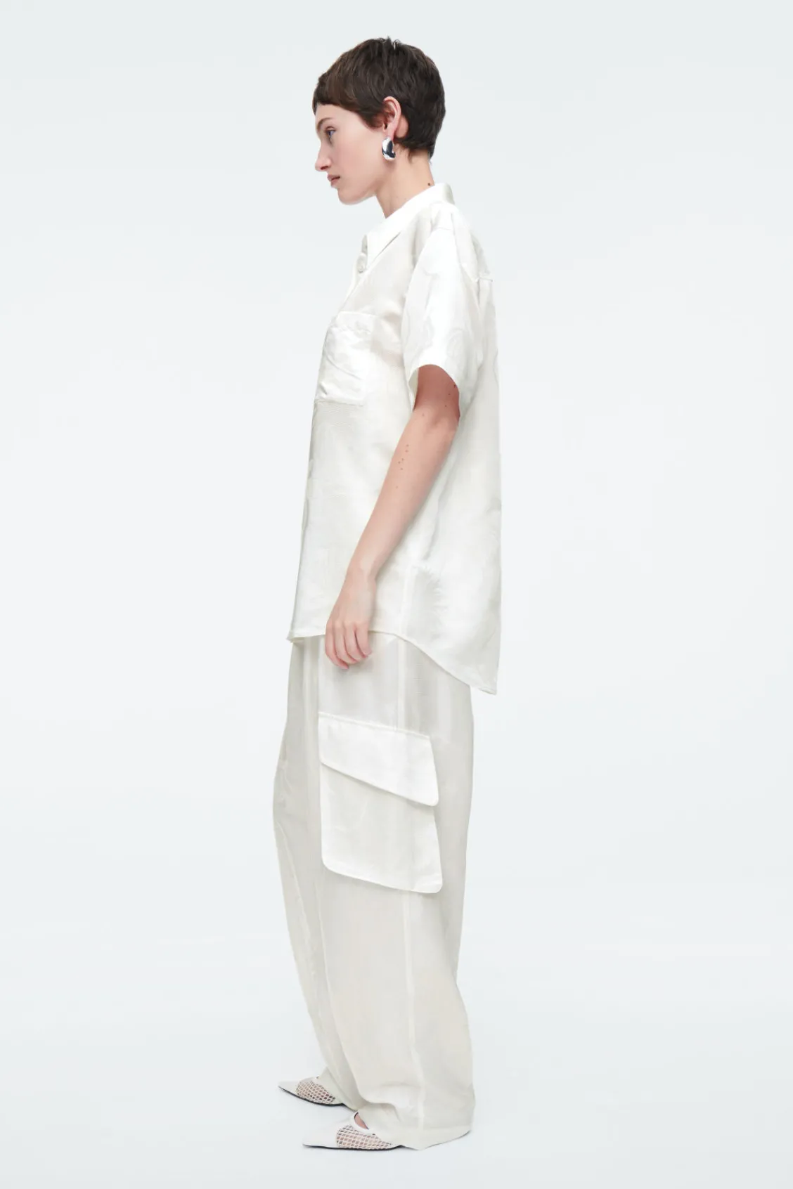 COS FLORAL-JACQUARD SHORT-SLEEVED SHIRT-Women Shirts & Blouses | Tops