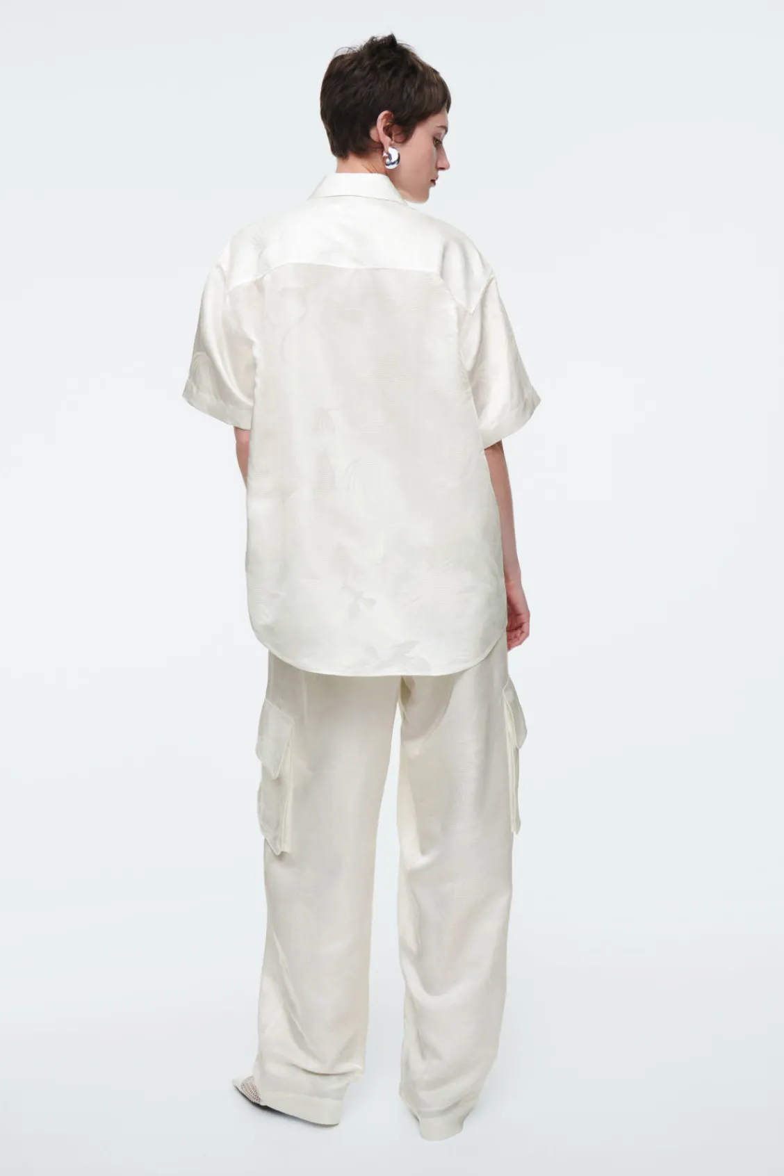 COS FLORAL-JACQUARD SHORT-SLEEVED SHIRT-Women Shirts & Blouses | Tops