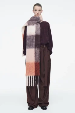 COS FRINGED BRUSHED-MOHAIR SCARF-Women Hats & Scarves