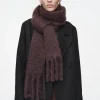 COS FRINGED BRUSHED-MOHAIR SCARF-Women Hats & Scarves