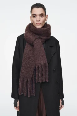 COS FRINGED BRUSHED-MOHAIR SCARF-Women Hats & Scarves