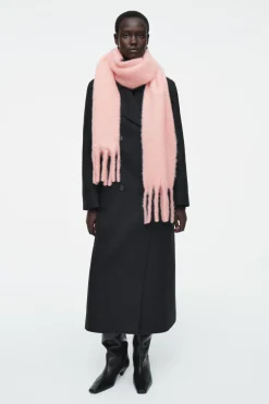 COS FRINGED BRUSHED-MOHAIR SCARF-Women Hats & Scarves