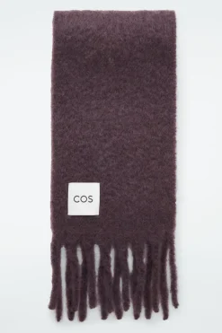 COS FRINGED BRUSHED-MOHAIR SCARF-Women Hats & Scarves