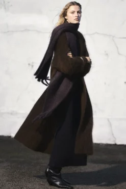 COS FRINGED BRUSHED-MOHAIR SCARF-Women Hats & Scarves
