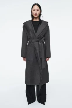COS FRINGED DOUBLE-FACED WOOL COAT-Women Coats & Jackets