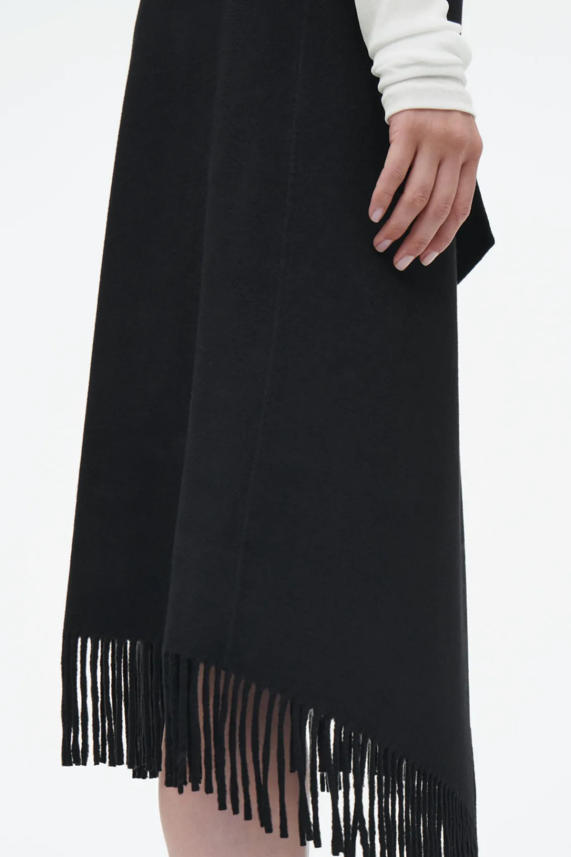 COS FRINGED WOOL MIDI WRAP SKIRT-Women Skirts | Sweaters & Cardigans