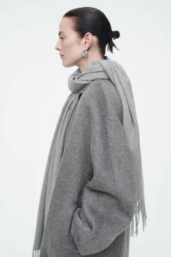 COS FRINGED WOOL SCARF-Women Hats & Scarves