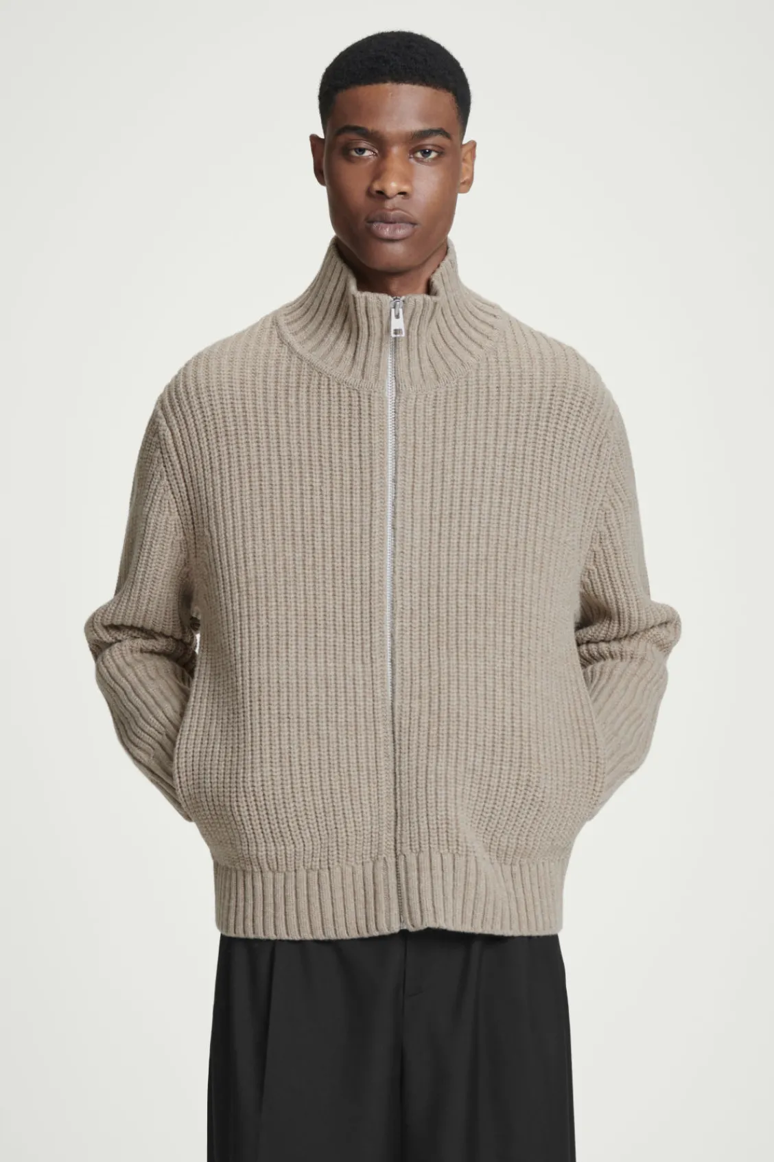 COS FUNNEL-NECK KNITTED WOOL JACKET- Sweaters & Cardigans | Coats & Jackets