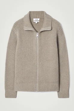 COS FUNNEL-NECK KNITTED WOOL JACKET- Sweaters & Cardigans | Coats & Jackets