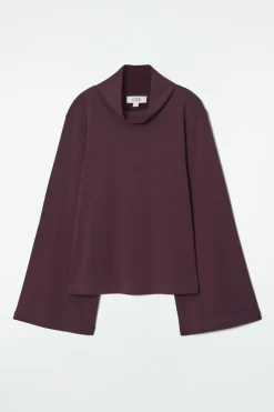 COS FUNNEL-NECK LONG-SLEEVED T-SHIRT-Women Tops