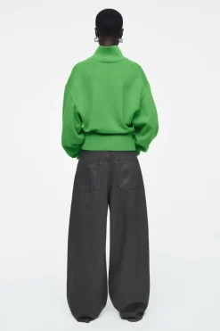 COS FUNNEL-NECK WAISTED WOOL SWEATER-Women Sweaters & Cardigans