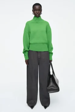 COS FUNNEL-NECK WAISTED WOOL SWEATER-Women Sweaters & Cardigans