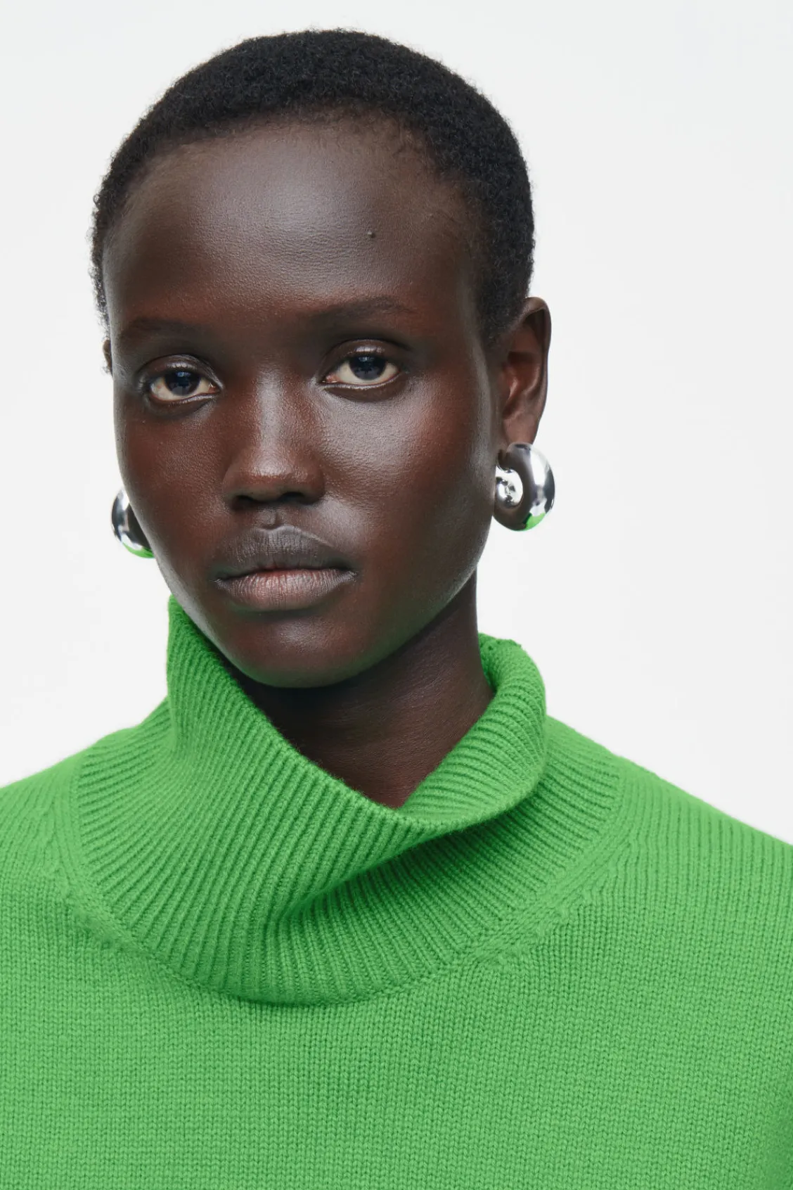 COS FUNNEL-NECK WAISTED WOOL SWEATER-Women Sweaters & Cardigans