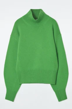 COS FUNNEL-NECK WAISTED WOOL SWEATER-Women Sweaters & Cardigans