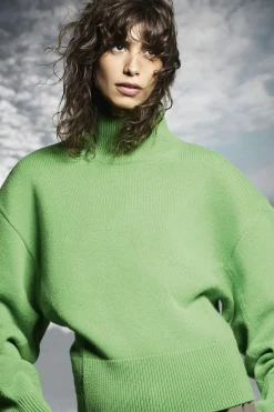 COS FUNNEL-NECK WAISTED WOOL SWEATER-Women Sweaters & Cardigans