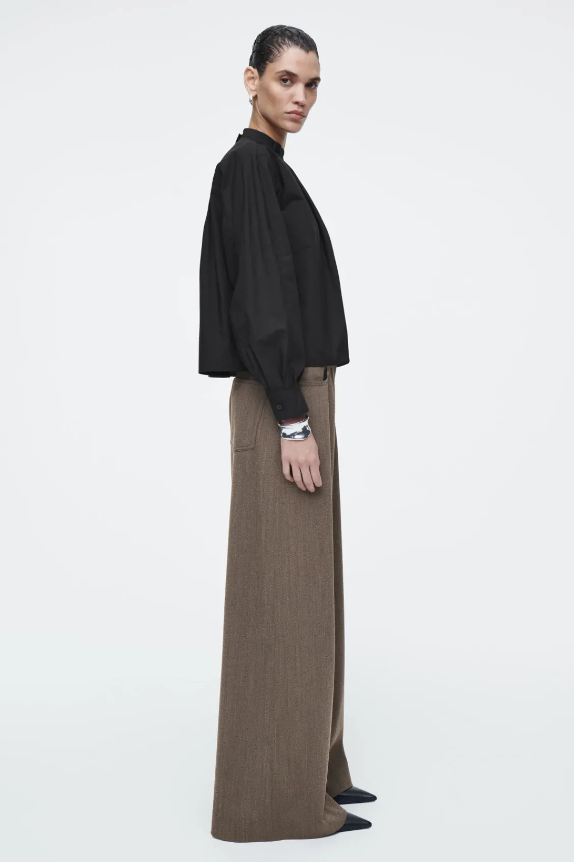 COS GATHERED COTTON BLOUSE-Women Shirts & Blouses | Tops