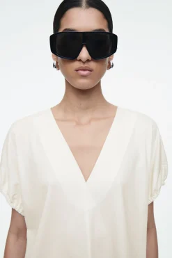 COS GATHERED COTTON BLOUSE-Women Shirts & Blouses | Tops