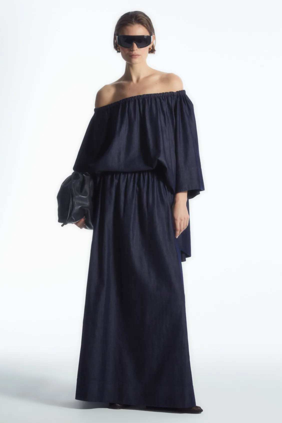 COS GATHERED DENIM MAXI SKIRT-Women Skirts