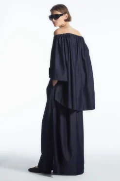 COS GATHERED DENIM MAXI SKIRT-Women Skirts