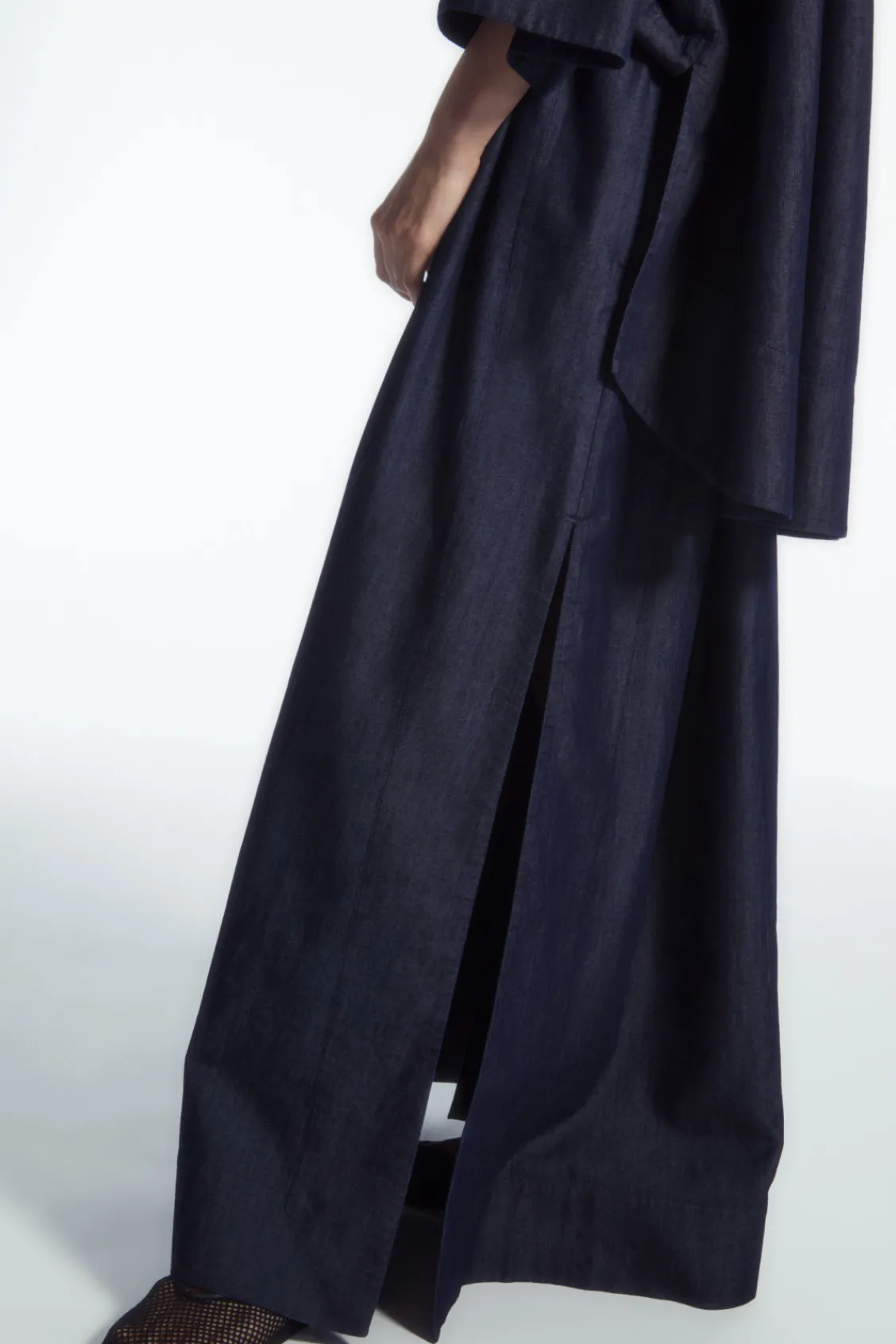 COS GATHERED DENIM MAXI SKIRT-Women Skirts