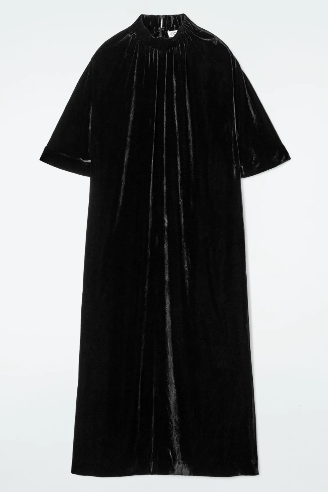 COS GATHERED SILK-BLEND VELVET MIDI DRESS-Women Dresses & Jumpsuits