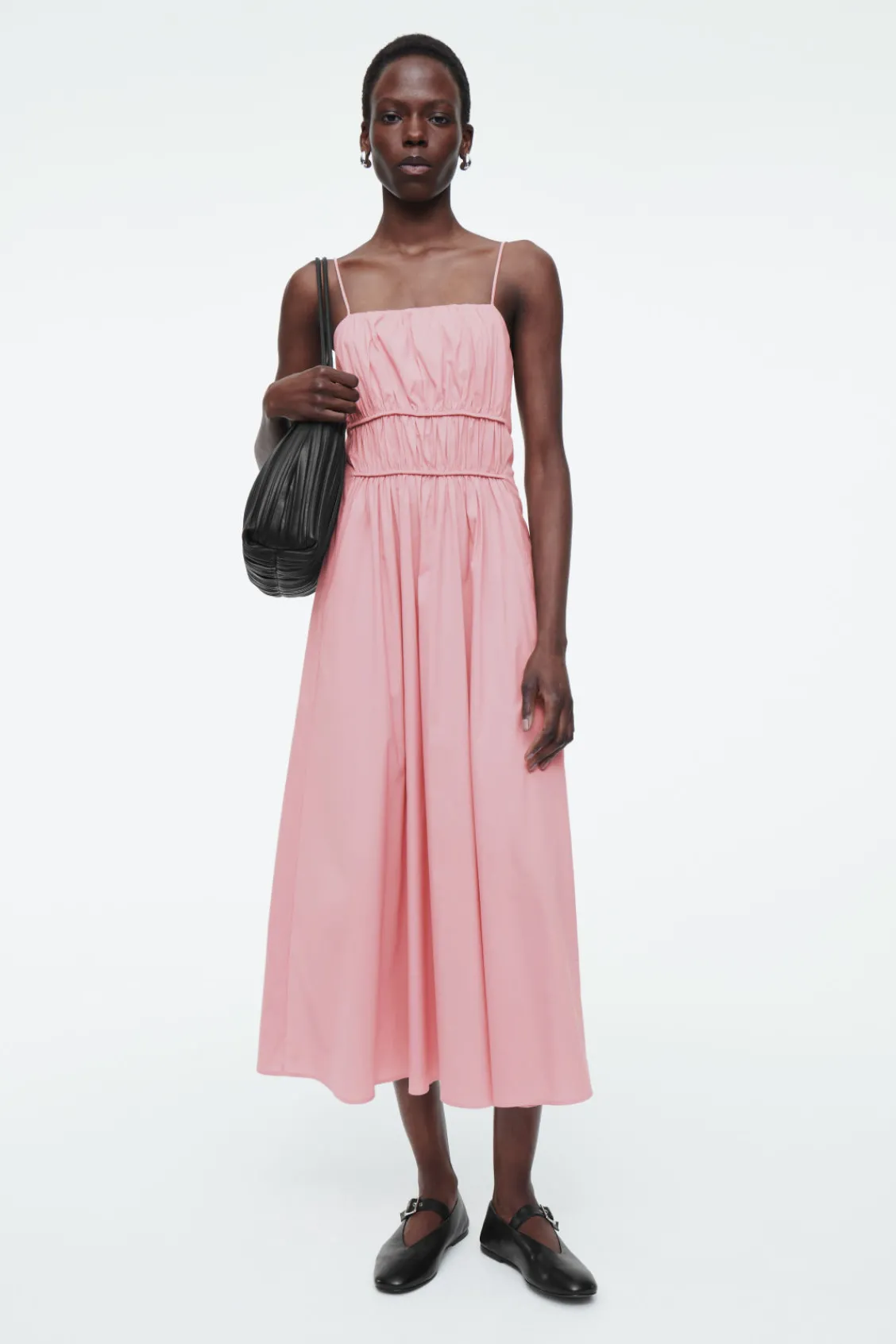 COS GATHERED-WAIST MIDI DRESS-Women Dresses & Jumpsuits