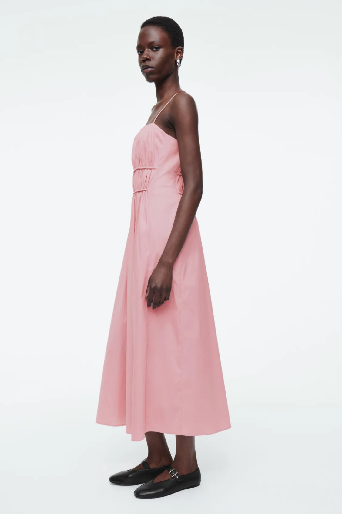 COS GATHERED-WAIST MIDI DRESS-Women Dresses & Jumpsuits