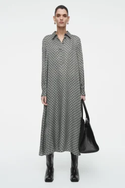 COS GEOMETRIC-PRINT MAXI SHIRT DRESS-Women Dresses & Jumpsuits